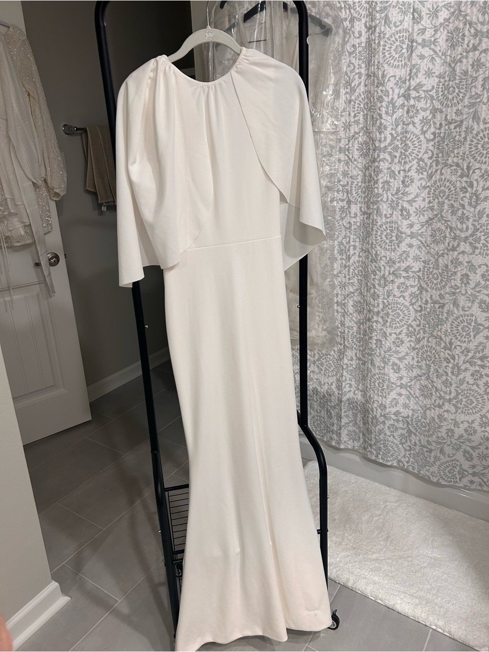 Club L London Ivory Cape-Back Wedding Dress